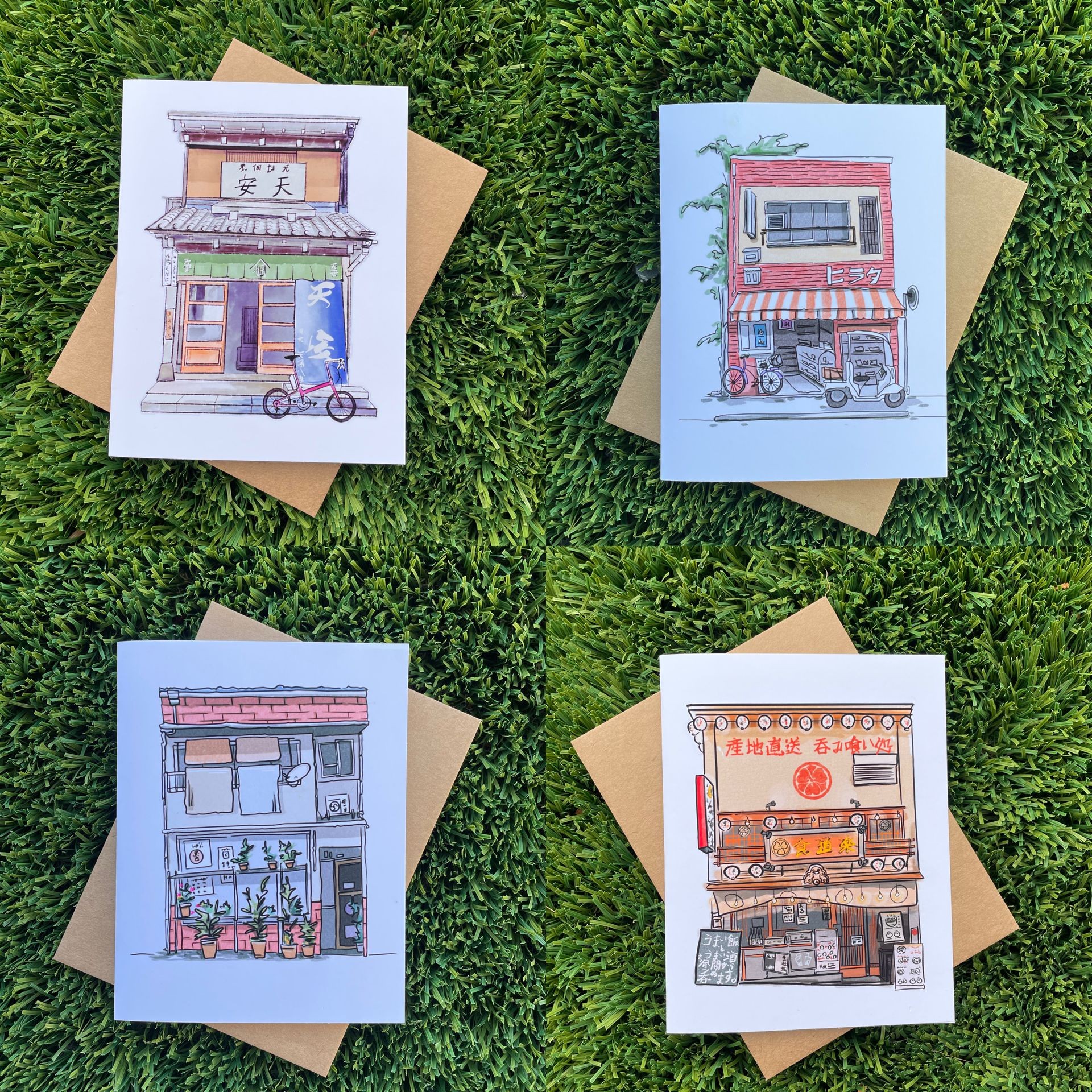 Japanese Shop Fronts- Set of 4